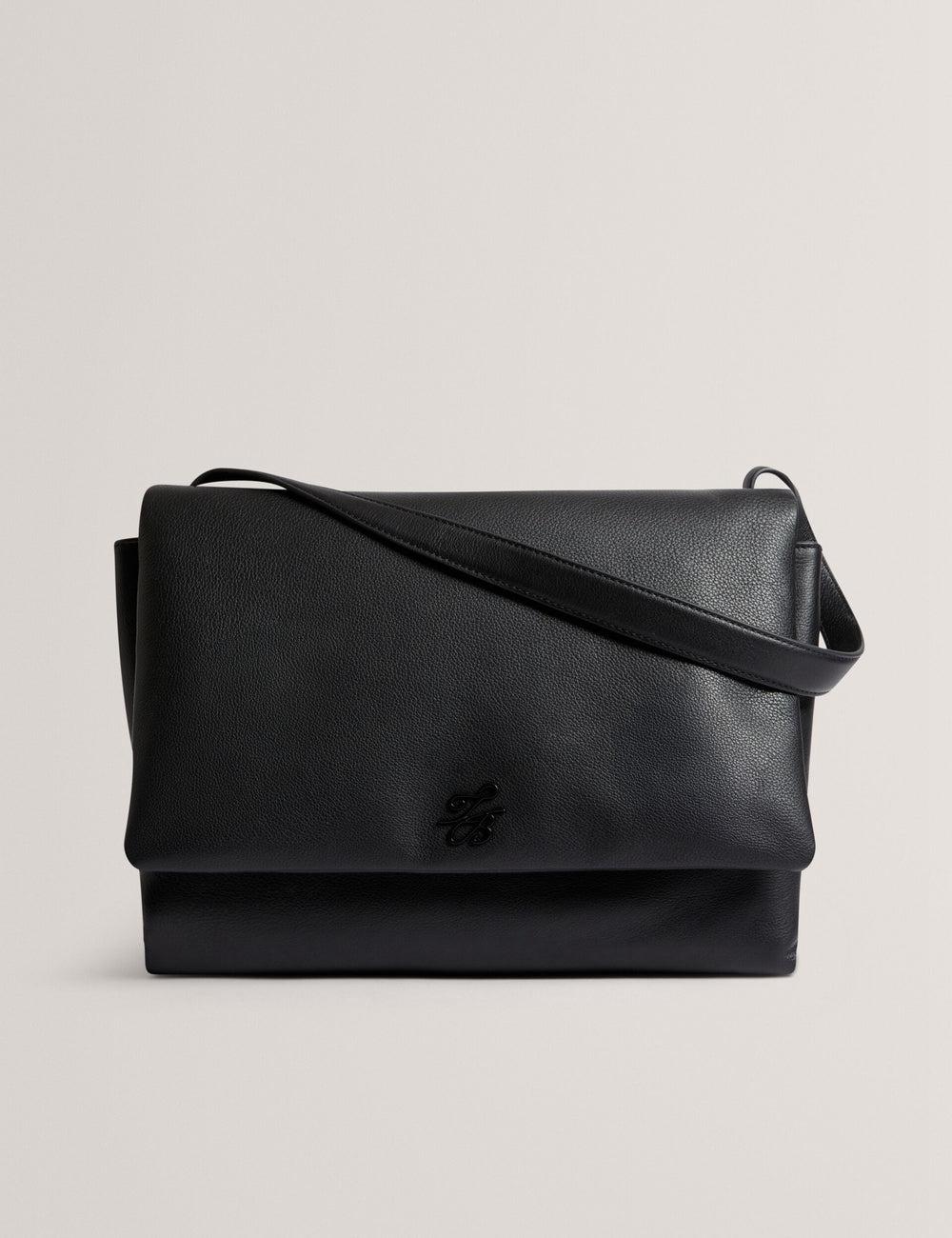 Women Ted Baker MARGOU - Padded Leather Large Fold Over Shoulder Bags Black | India  SUQX-14965