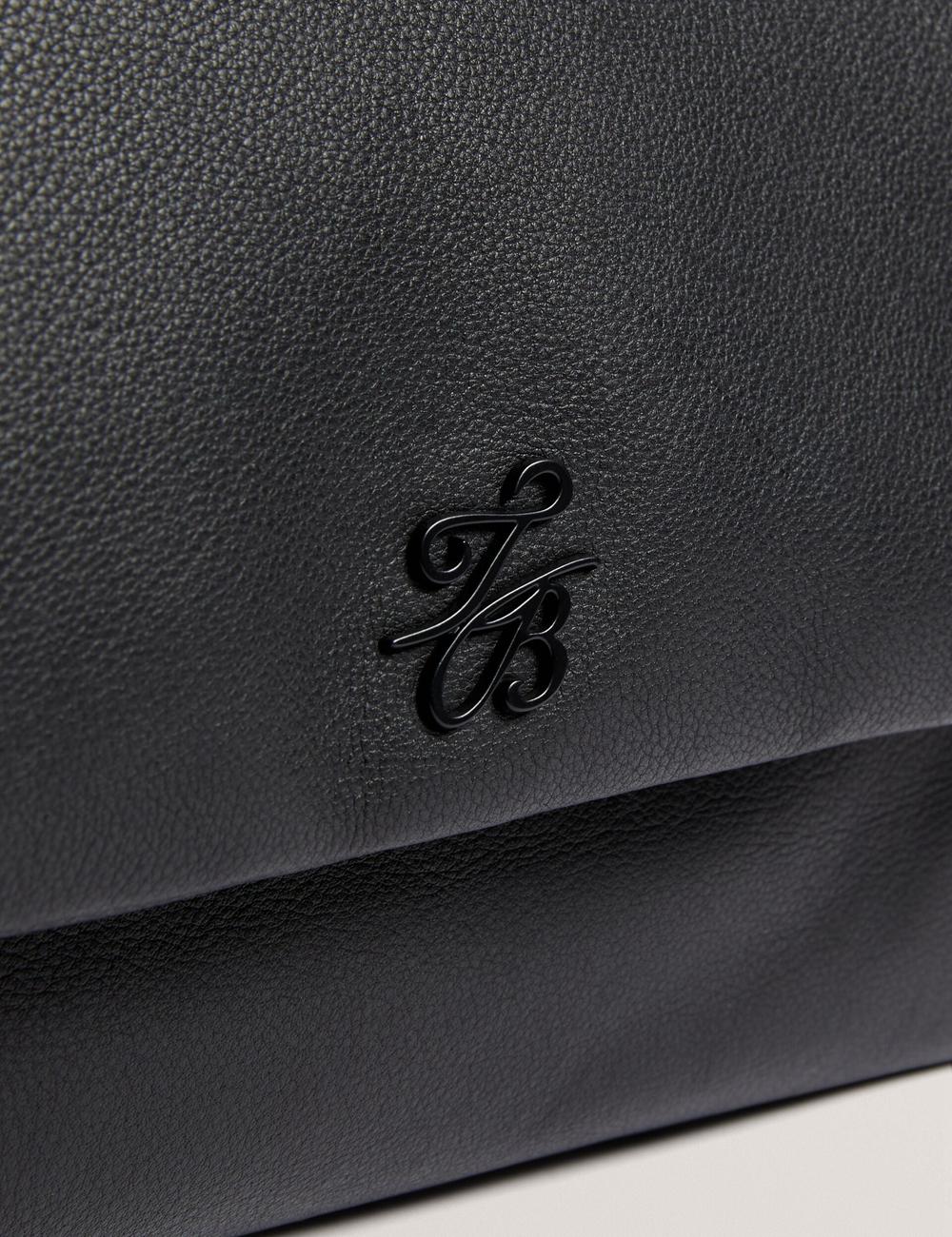 Women Ted Baker MARGOU - Padded Leather Large Fold Over Shoulder Bags Black | India  SUQX-14965