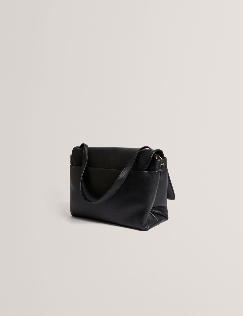 Women Ted Baker MARGOU - Padded Leather Large Fold Over Shoulder Bags Black | India  SUQX-14965