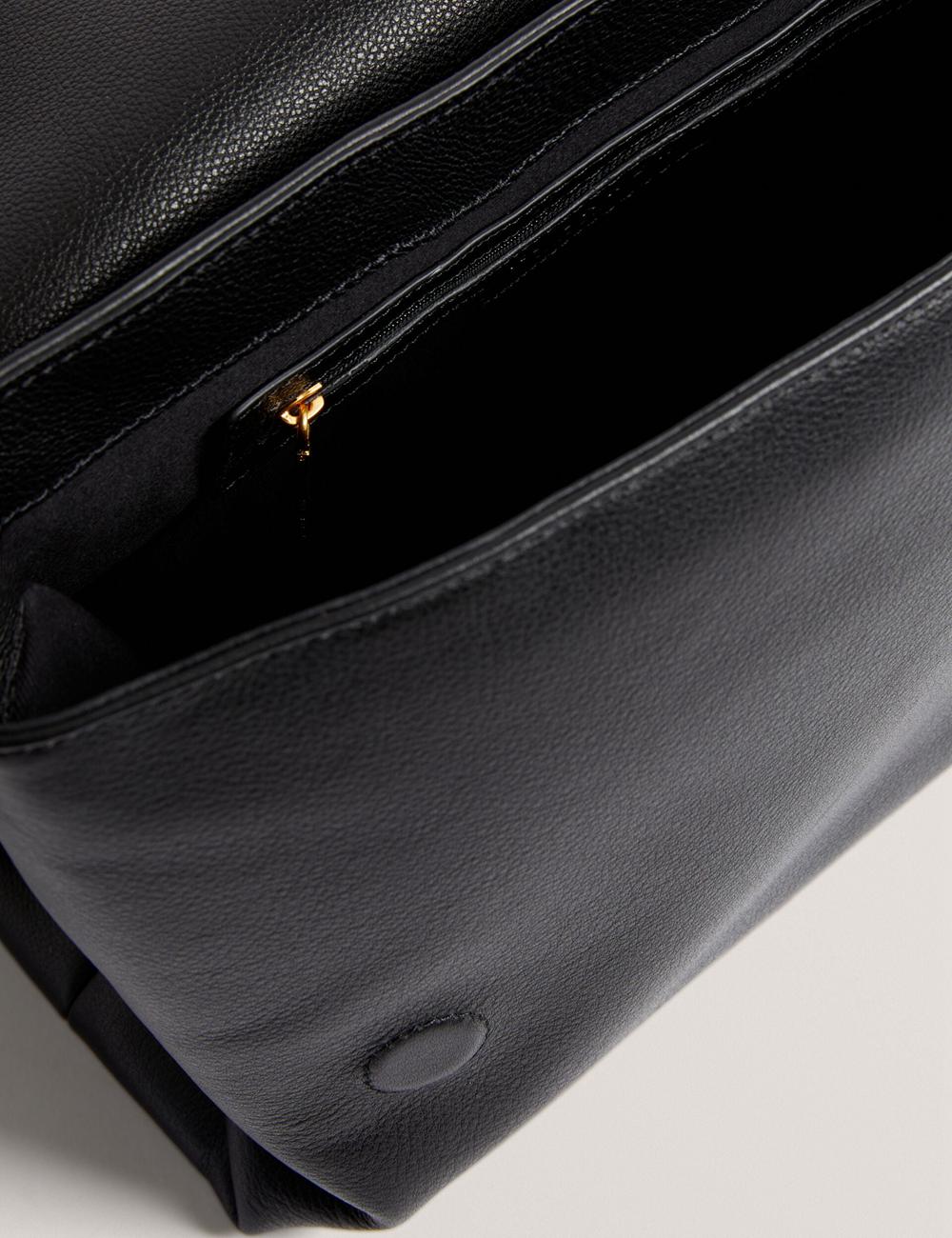 Women Ted Baker MARGOU - Padded Leather Large Fold Over Shoulder Bags Black | India  SUQX-14965