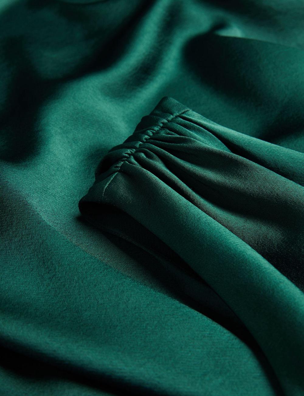 Women Ted Baker MELGAR - Satin One Shoulder Midi Dresses Dk-Green | India  XCTJ-36427