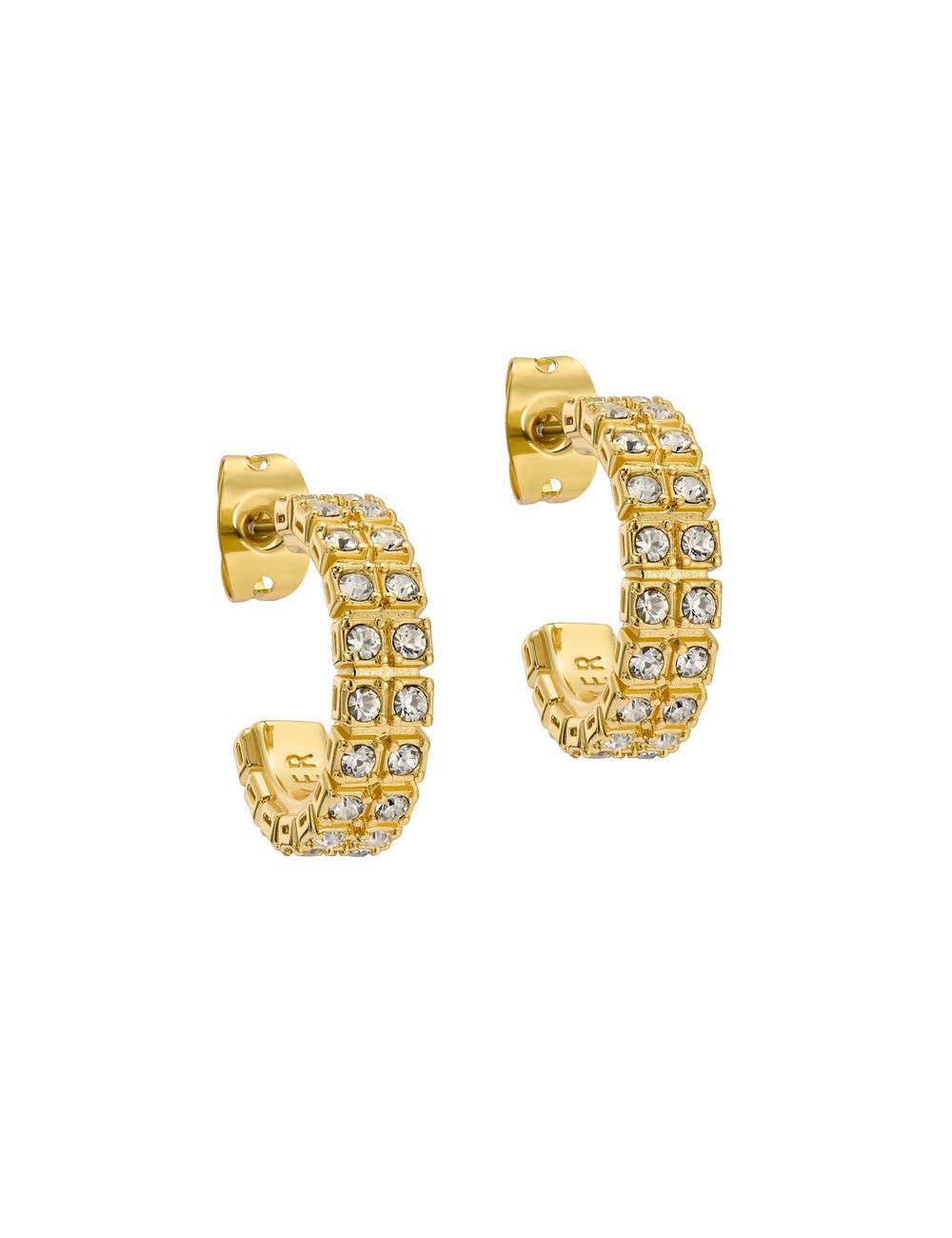 Women Ted Baker MELLRIE - Double Row Crystal Hoop Earrings Gold | India  FACB-03718
