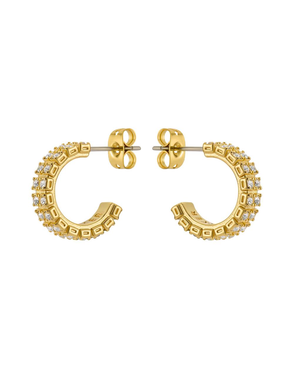 Women Ted Baker MELLRIE - Double Row Crystal Hoop Earrings Gold | India  FACB-03718