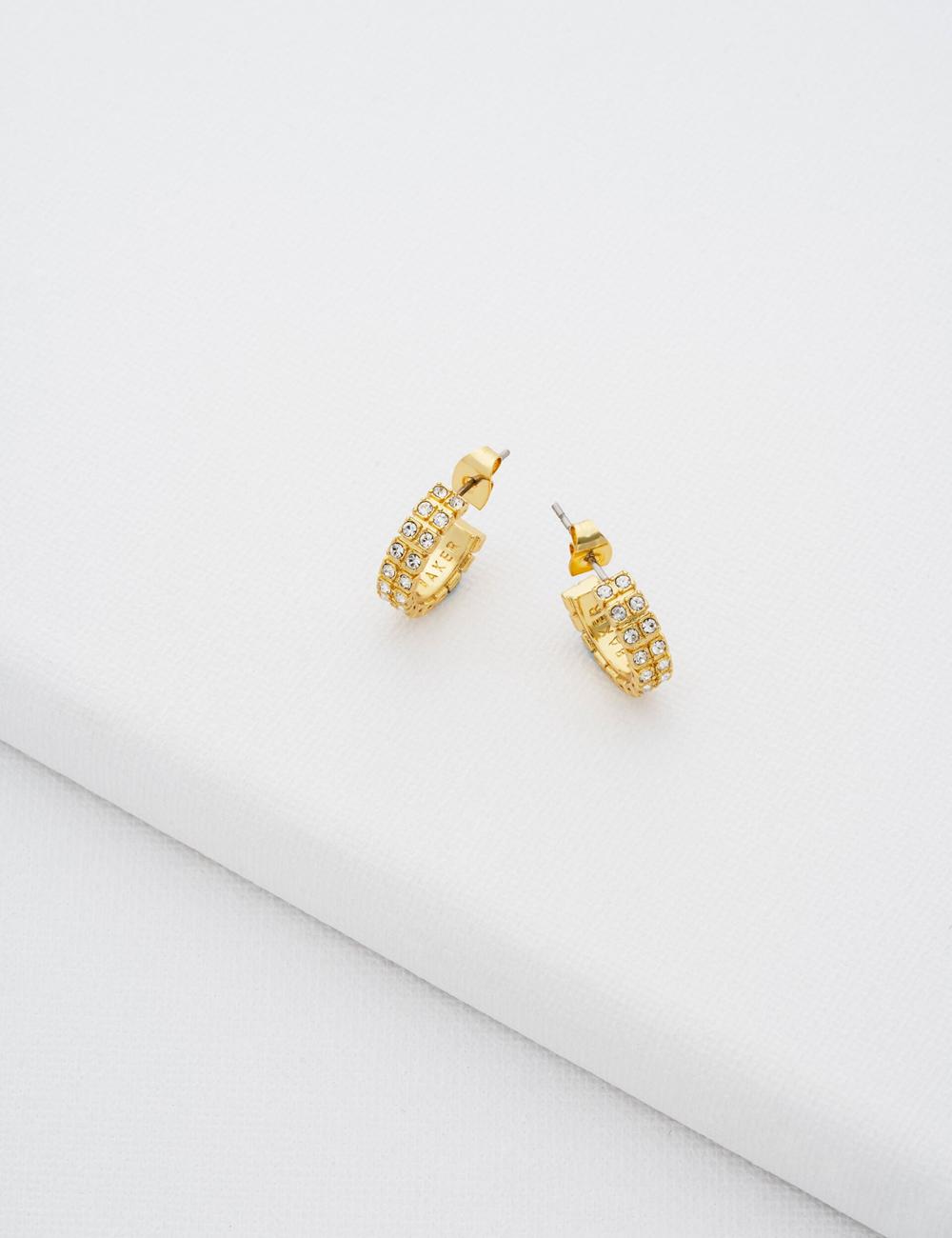 Women Ted Baker MELLRIE - Double Row Crystal Hoop Earrings Gold | India  FACB-03718