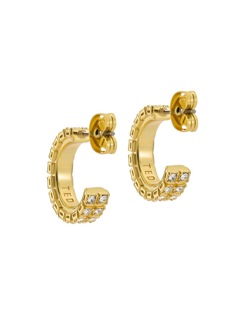 Women Ted Baker MELLRIE - Double Row Crystal Hoop Earrings Gold | India  FACB-03718