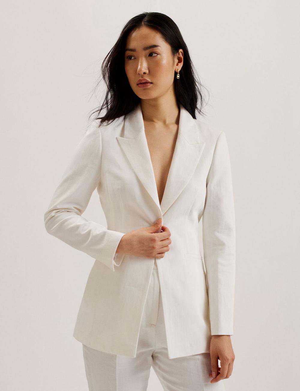 Women Ted Baker MUSUB - Tailored with Faux Pockets Blazers White | India  MZHS-59836