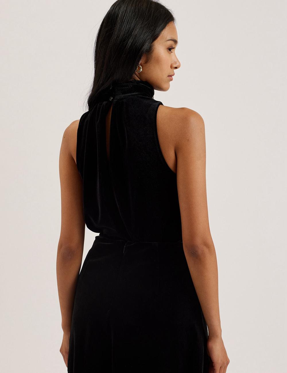 Women Ted Baker NALIAS - Velvet High Cowl Neck Sleeveless Tank Tops Black | India  FXMT-86953