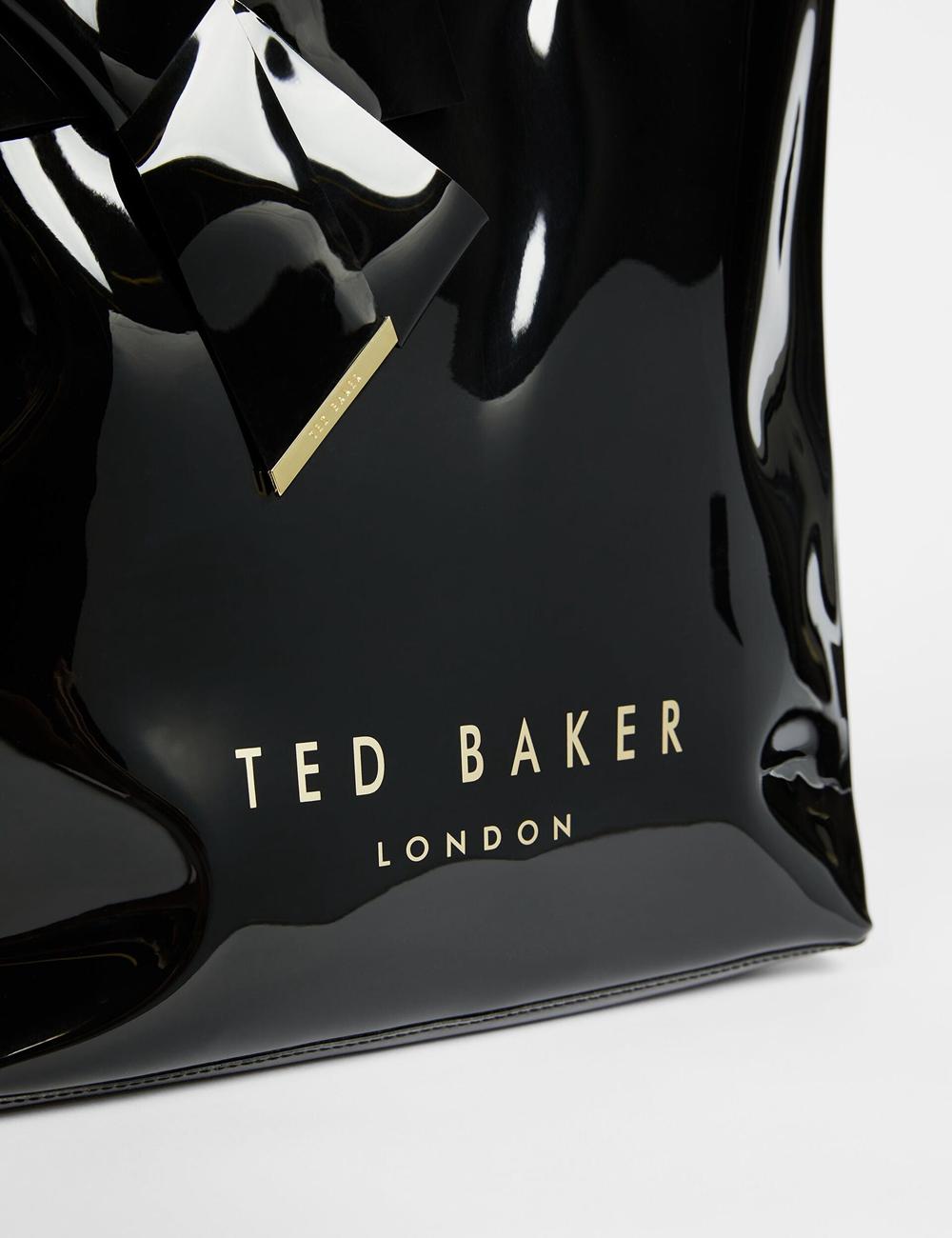 Women Ted Baker NICON - Knot Bow Vinyl Icon Tote Bags Black | India  CMNA-48613