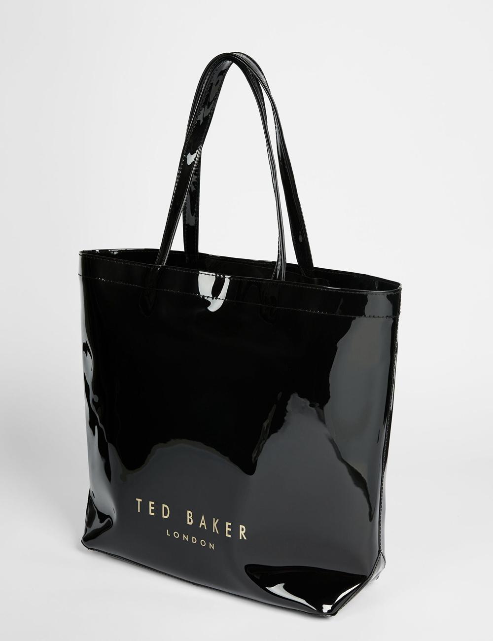 Women Ted Baker NICON - Knot Bow Vinyl Icon Tote Bags Black | India  CMNA-48613