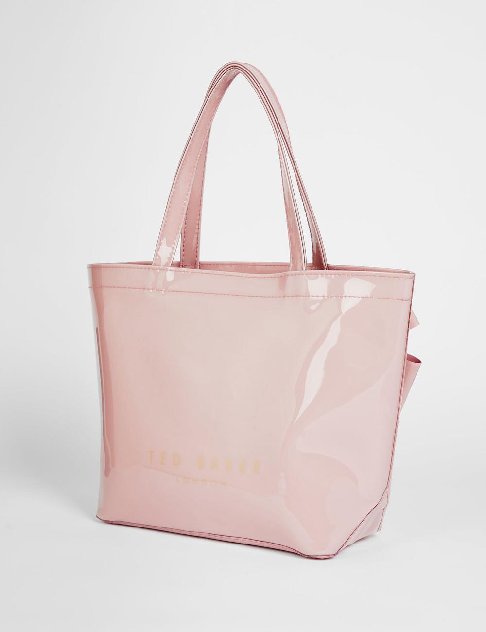 Women Ted Baker NIKICON - Small Knot Bow Vinyl Icon Tote Bags Pink | India  NZUV-62910