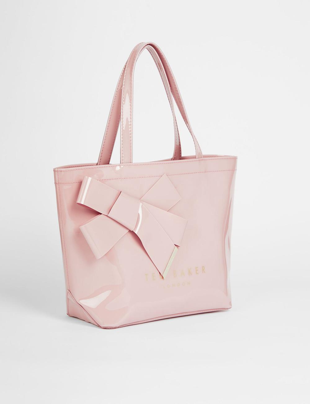 Women Ted Baker NIKICON - Small Knot Bow Vinyl Icon Tote Bags Pink | India  NZUV-62910