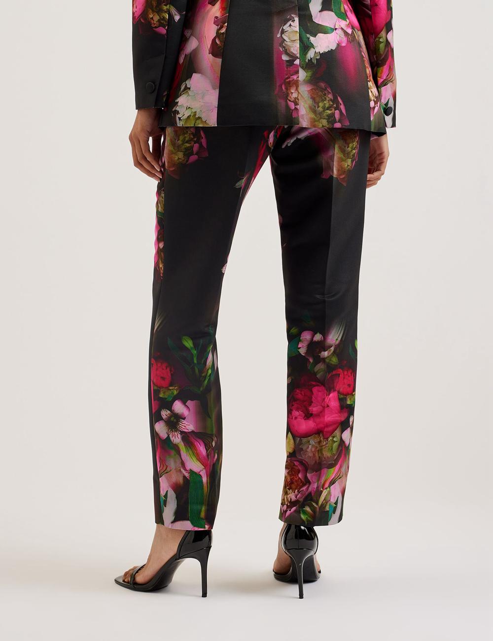 Women Ted Baker OKUNIT - Tapered Leg Floral Print Tailored Trousers Black | India  ECQZ-61293