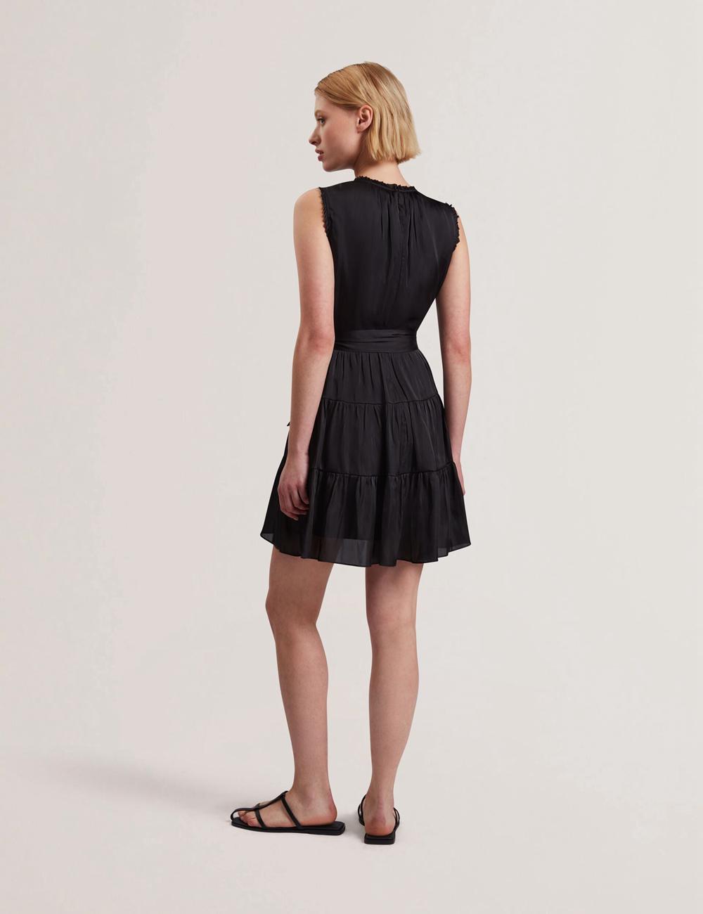 Women Ted Baker OTIANA - Sleeveless Waistred Mini Dresses Black | India  YDVC-48351