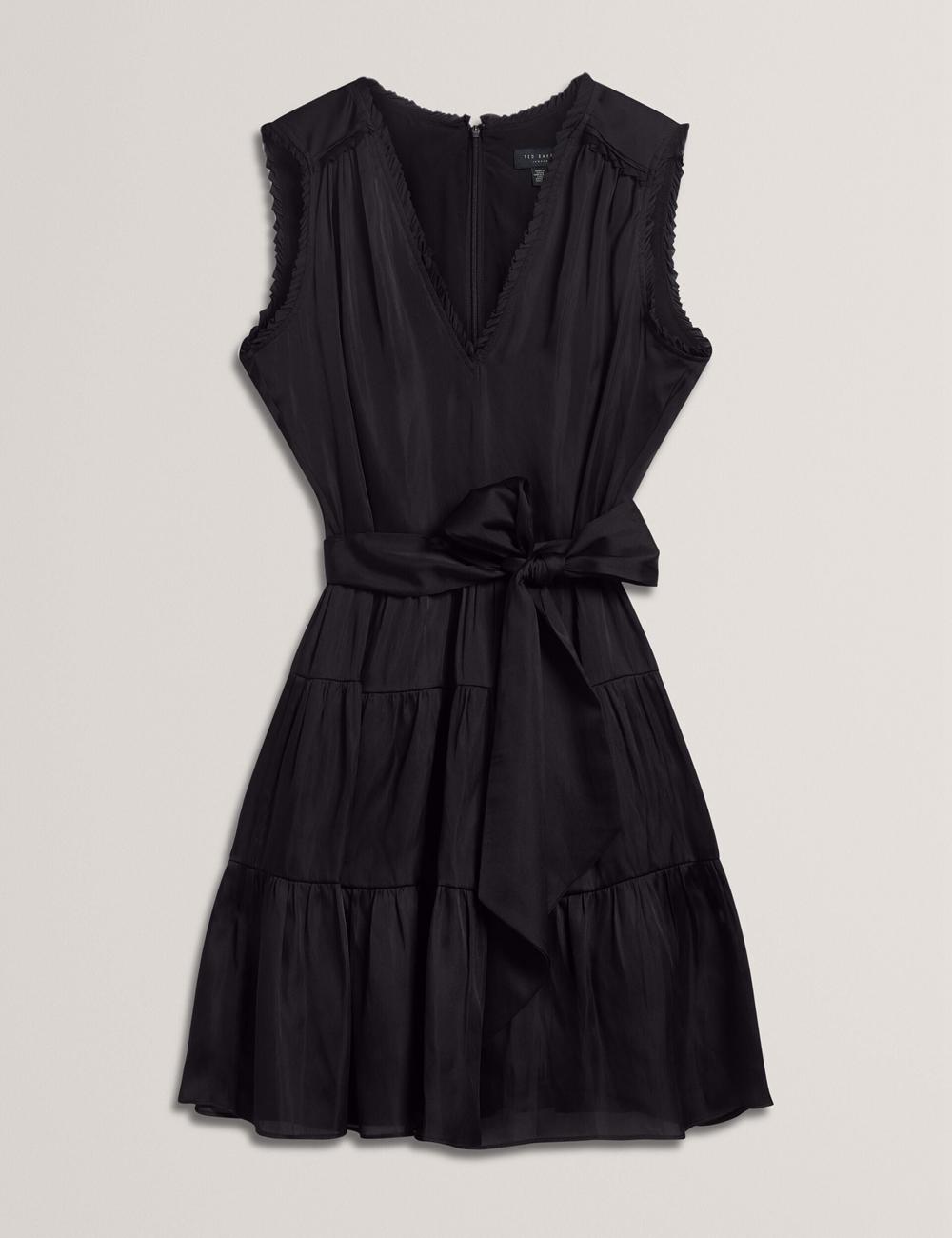 Women Ted Baker OTIANA - Sleeveless Waistred Mini Dresses Black | India  YDVC-48351