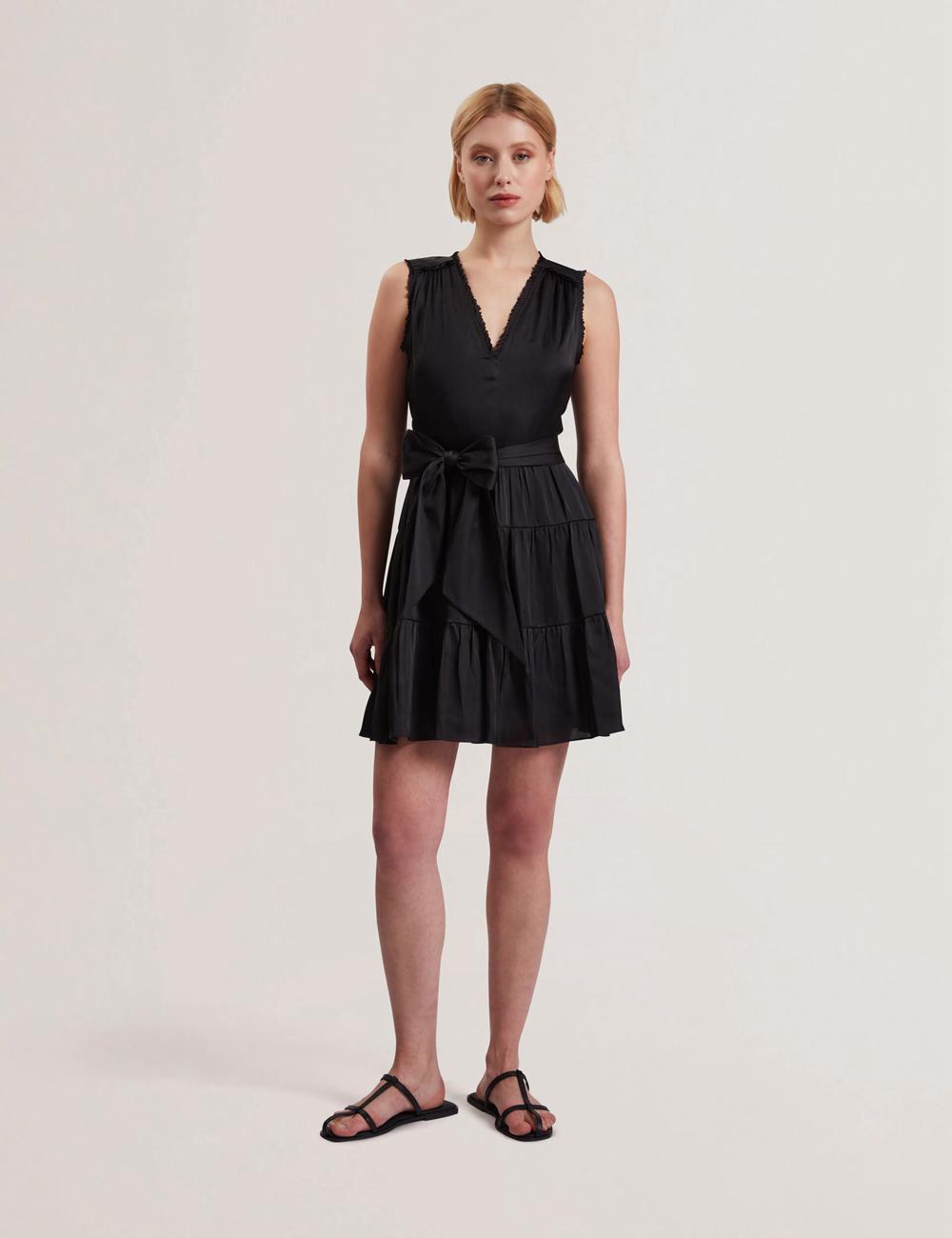 Women Ted Baker OTIANA - Sleeveless Waistred Mini Dresses Black | India  YDVC-48351