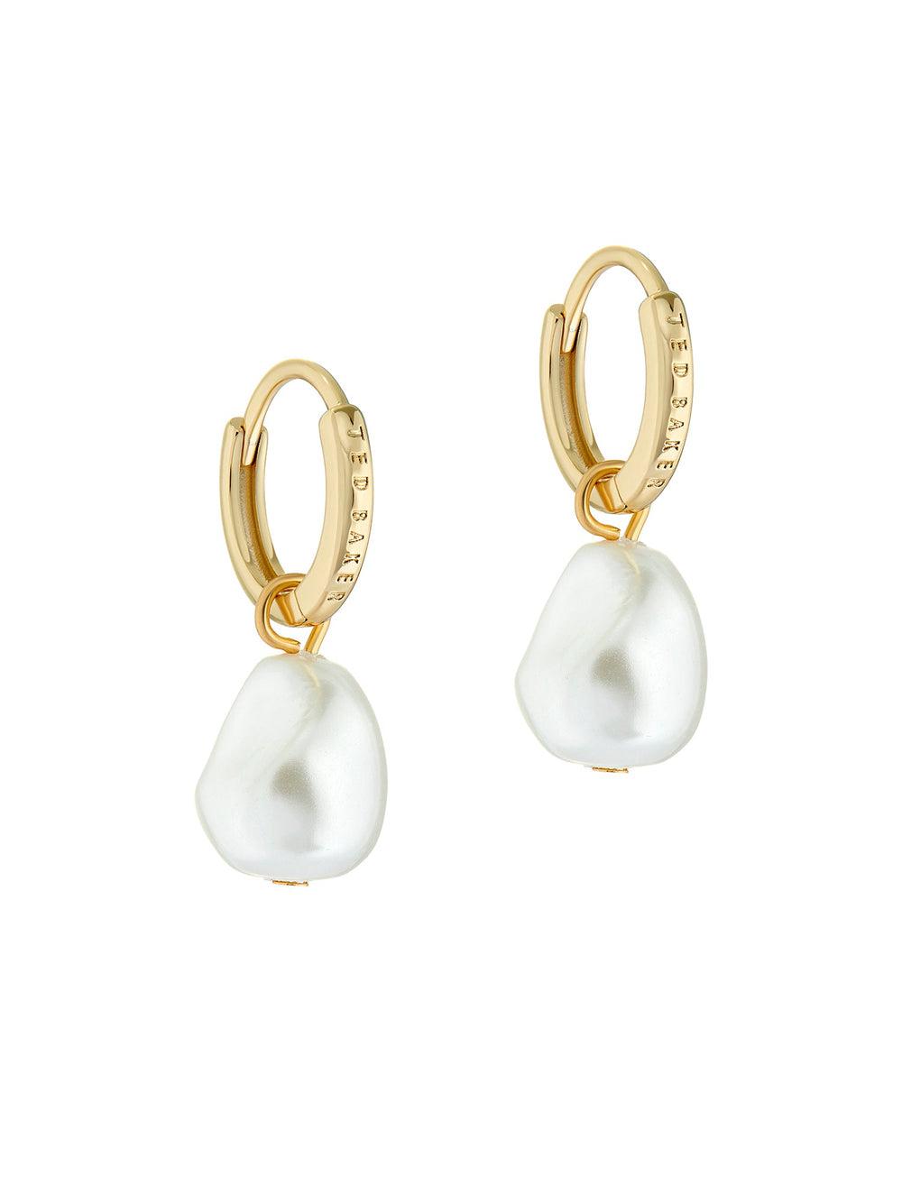 Women Ted Baker PERIAA - Pearl Drop Pendant Huggie Earrings Gold | India  BWPH-78594