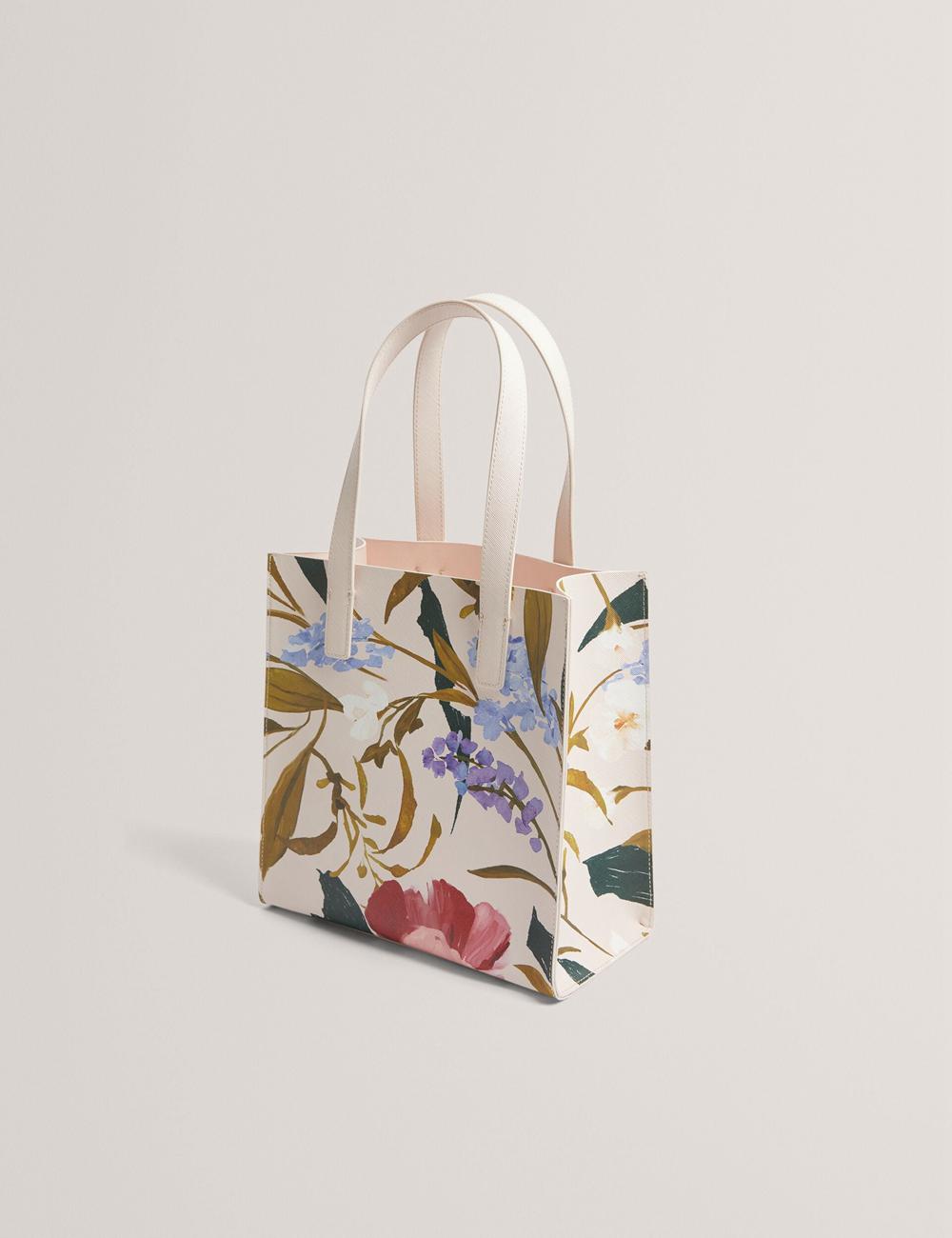 Women Ted Baker PHYLISA - Floral Print PU Leather Small Tote Bags Pink | India  DKYC-68935