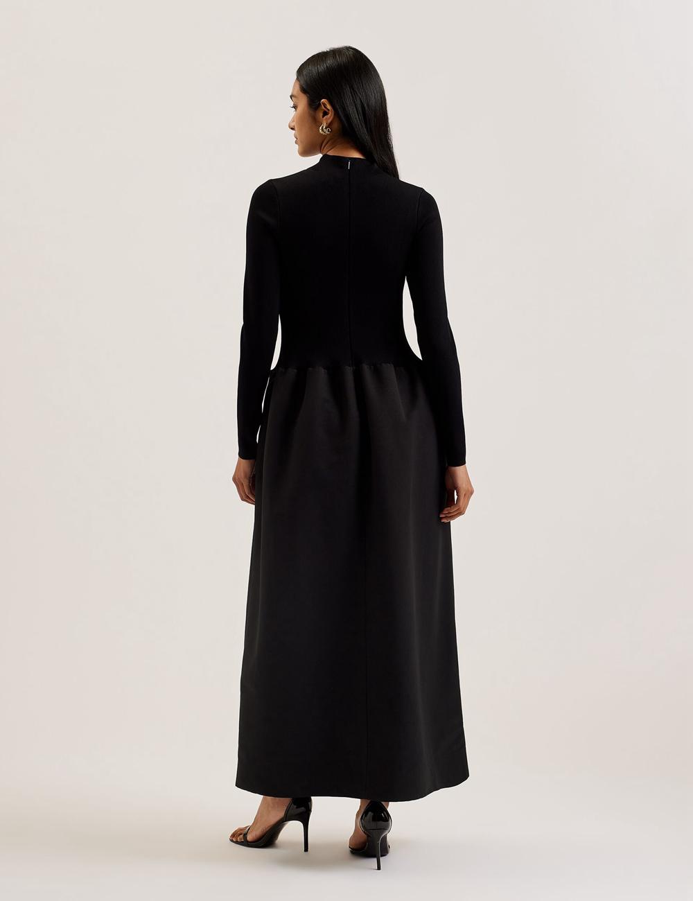 Women Ted Baker PYLIA - Structured With Knitted Bodice Maxi Dresses Black | India  MLJV-56801