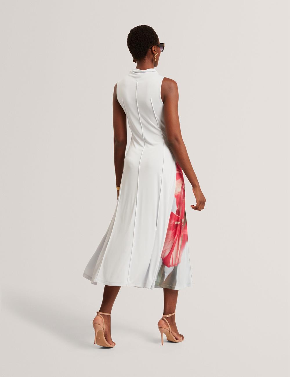 Women Ted Baker REBEHKA - High Neck Printed Jersey Midi Dresses Blue | India  AHDG-04931