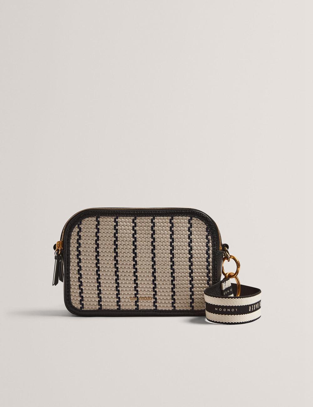 Women Ted Baker RIVEA - Woven Panel Faux Leather Camera Camera Bag Navy | India  KLNB-74915