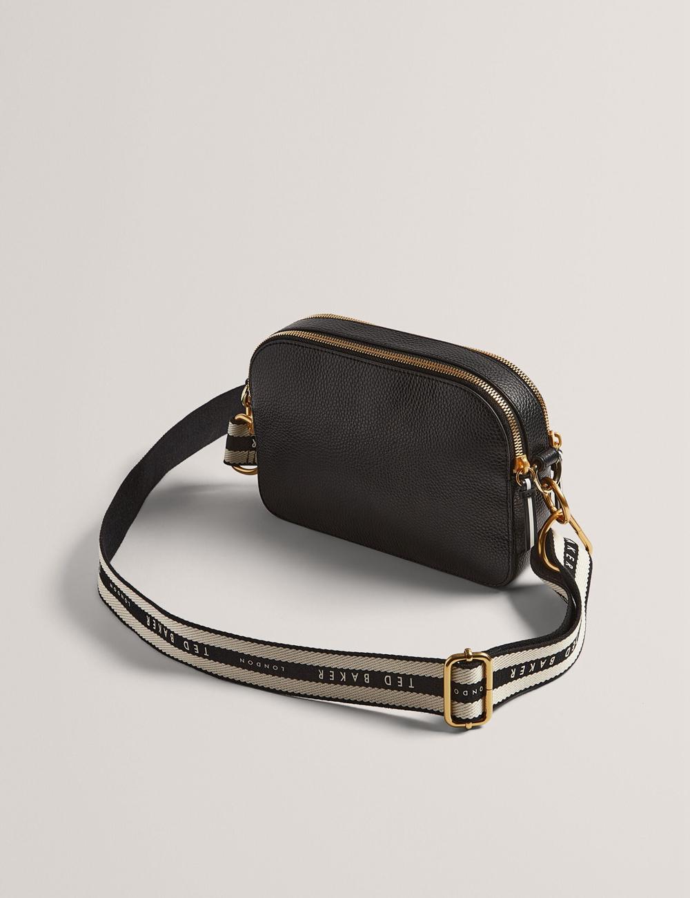 Women Ted Baker RIVEA - Woven Panel Faux Leather Camera Camera Bag Navy | India  KLNB-74915