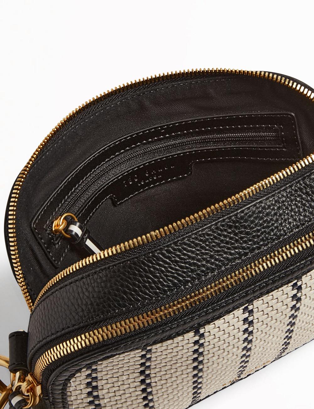 Women Ted Baker RIVEA - Woven Panel Faux Leather Camera Camera Bag Navy | India  KLNB-74915
