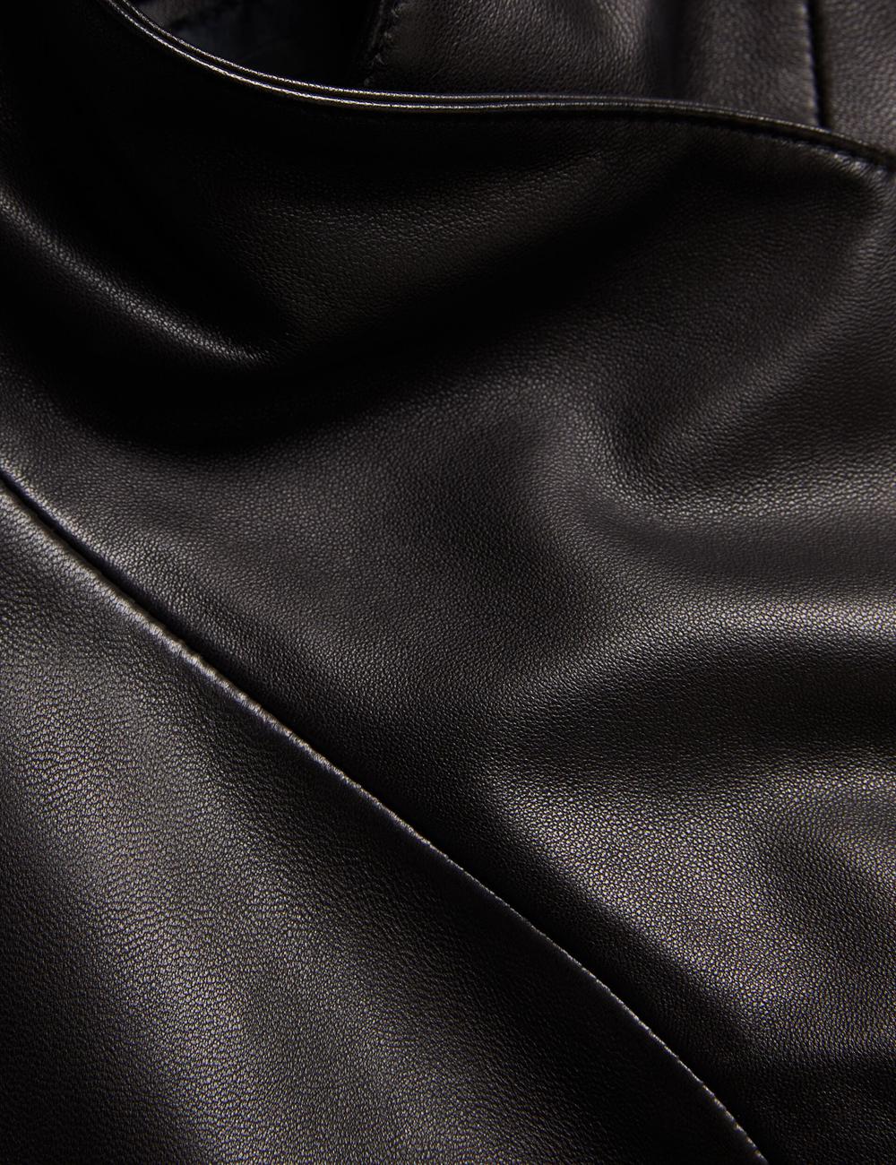 Women Ted Baker RIYOZE - Wrap Front Cropped Leather Jackets Black | India  FLEJ-41305