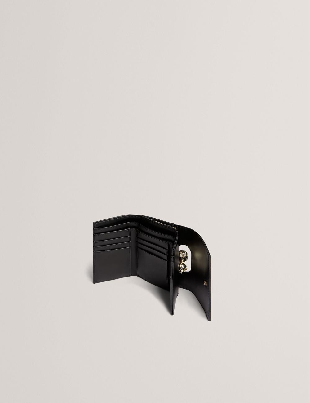 Women Ted Baker ROOSA - Rose Clasp Small Trifold Leather Purses Black | India  UXHV-06597