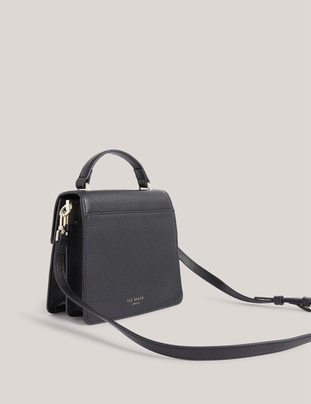 Women Ted Baker ROSELII - Small Top Handle Bar Detail Leather Crossbody Bags Black | India  ZBPO-68950