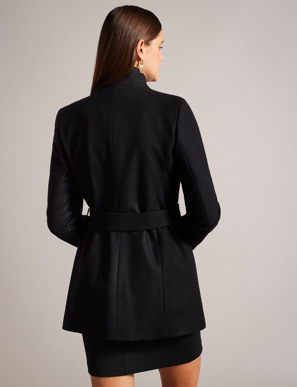Women Ted Baker ROSESS - Short Belted Wool Wrap Coat Jackets Black | India  LNKG-78015