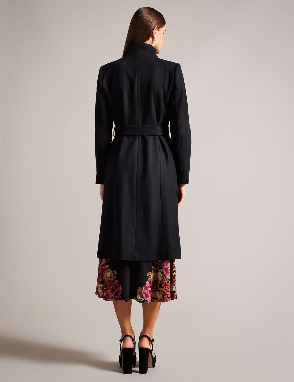 Women Ted Baker ROSE - Midi Length Belted Wool Wrap Coat Jackets Black | India  GFPI-37245