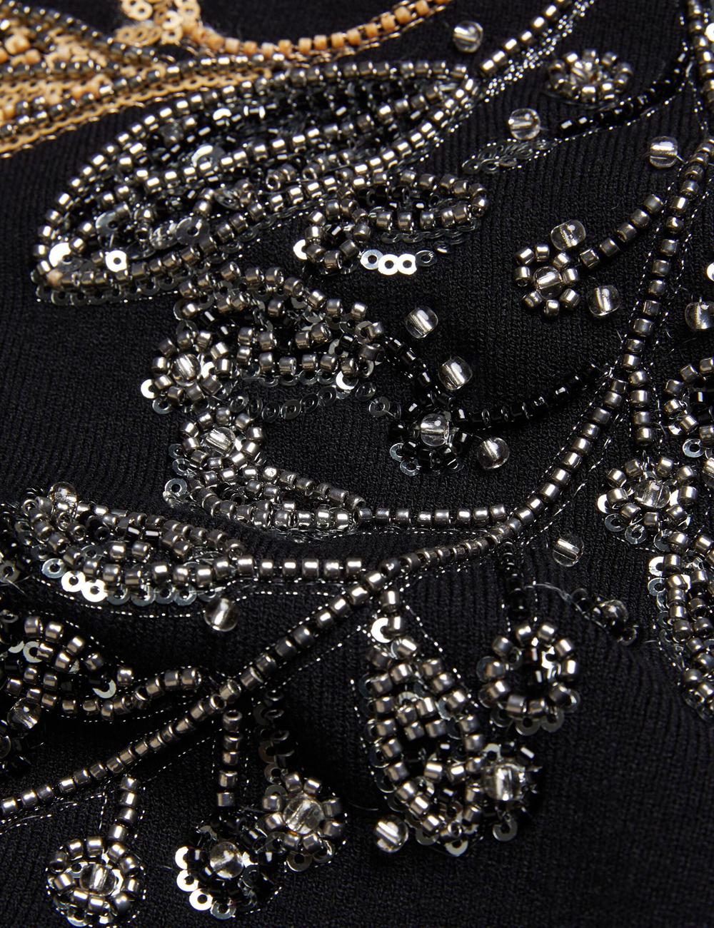 Women Ted Baker ROSMRRY - Embellished Floral Detail Knitted Jumpers Black | India  GNBR-91263