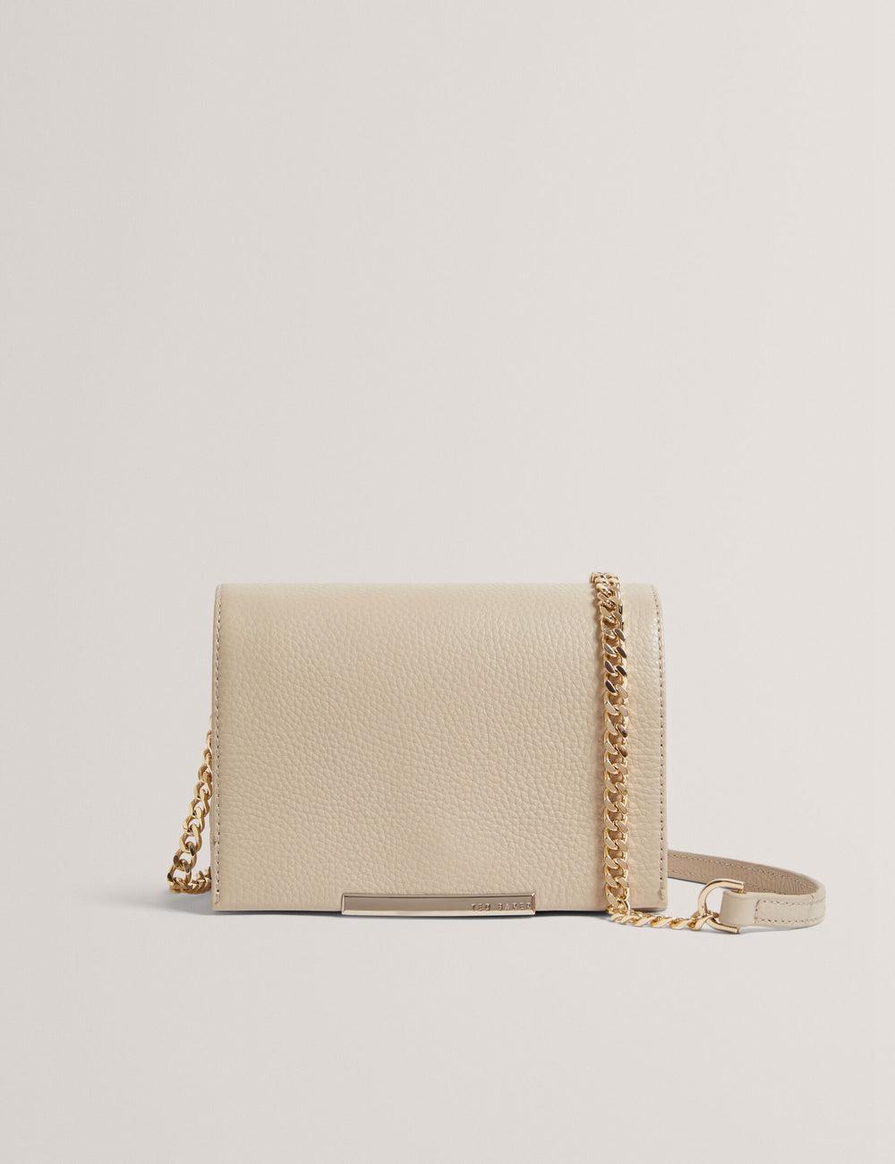 Women Ted Baker ROUSEN - Bar Detail Fold Over Leather Crossbody Bags Ecru | India  LYVQ-32057