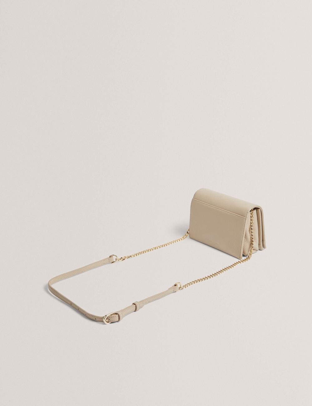 Women Ted Baker ROUSEN - Bar Detail Fold Over Leather Crossbody Bags Ecru | India  LYVQ-32057