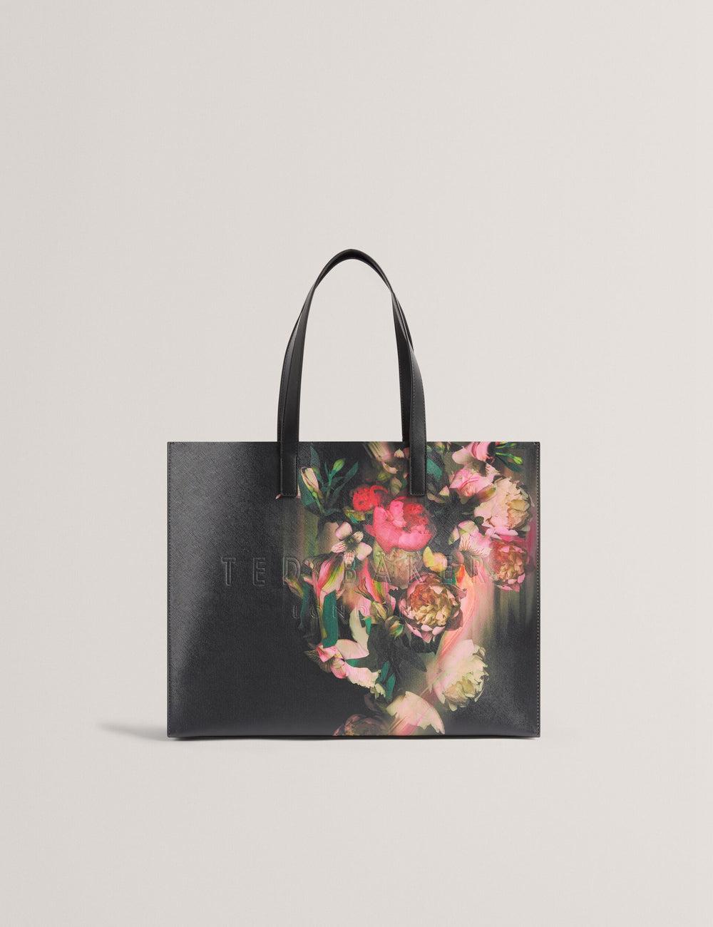 Women Ted Baker SALIINA - Floral Print Wide Icon Tote Bags Black | India  ODTU-34951