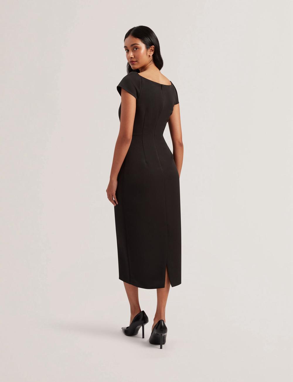 Women Ted Baker SASSARI - Tailored Cap Sleeve Column Midi Dresses Black | India  WGRE-06189