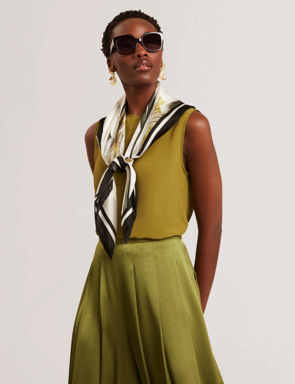 Women Ted Baker SHAMRA - Silk Blend Seam Detail Tops Mid-Green | India  UDVY-12403