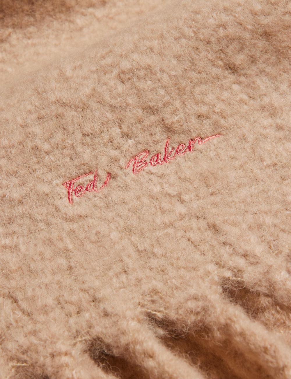 Women Ted Baker SHELMAS - Fluffy Wool Blend Blanket Knitted Scarves Taupe | India  CKVS-69817