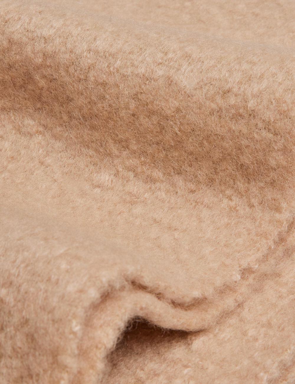 Women Ted Baker SHELMAS - Fluffy Wool Blend Blanket Knitted Scarves Taupe | India  CKVS-69817