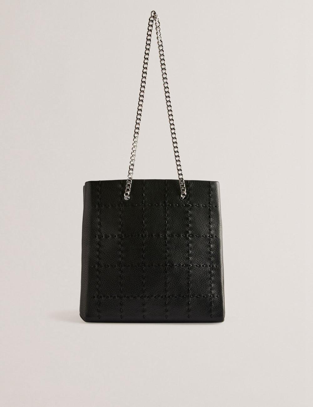 Women Ted Baker STALIA - Stitch Detail Leather Small Tote Bags Black | India  LPNK-54691