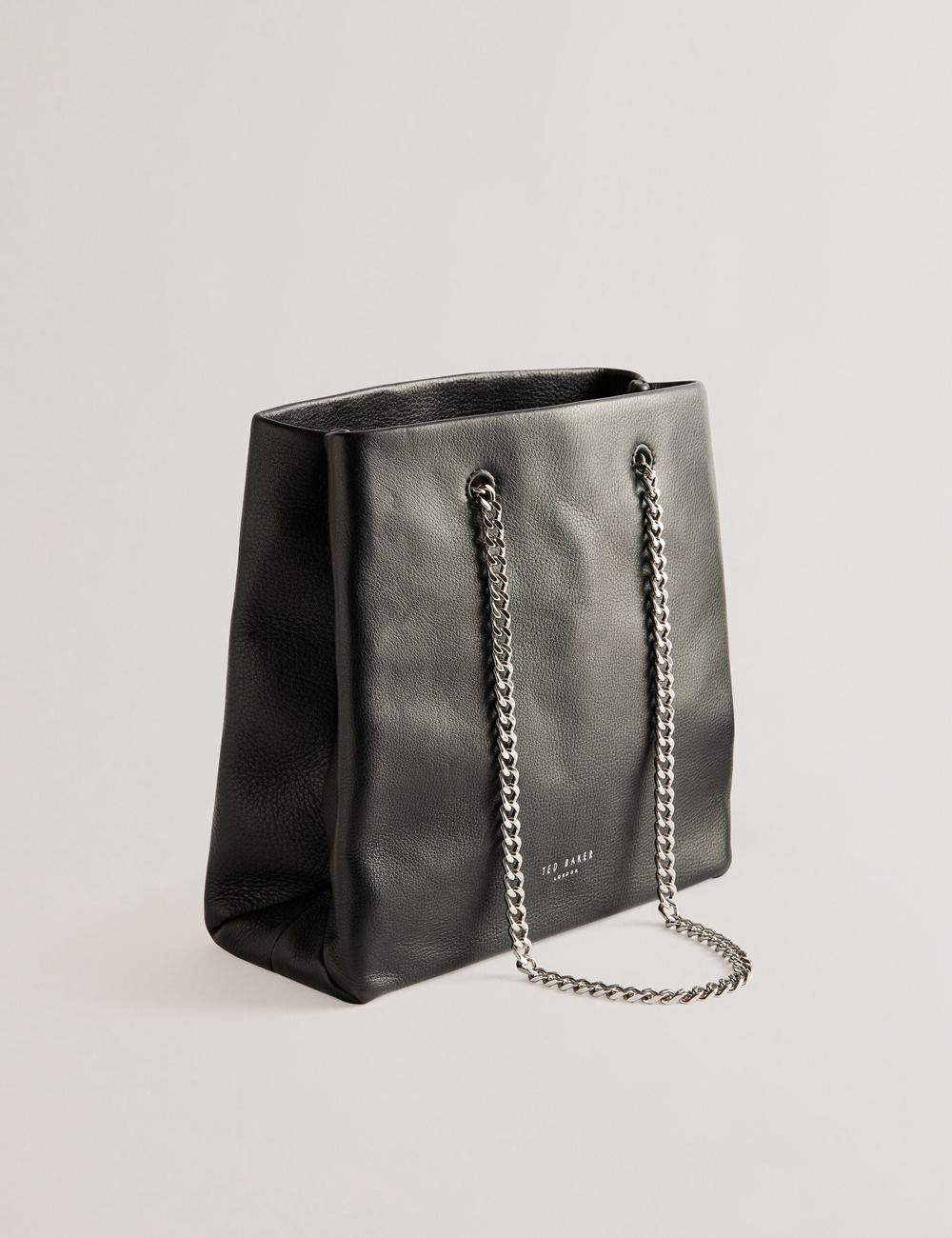Women Ted Baker STALIA - Stitch Detail Leather Small Tote Bags Black | India  LPNK-54691