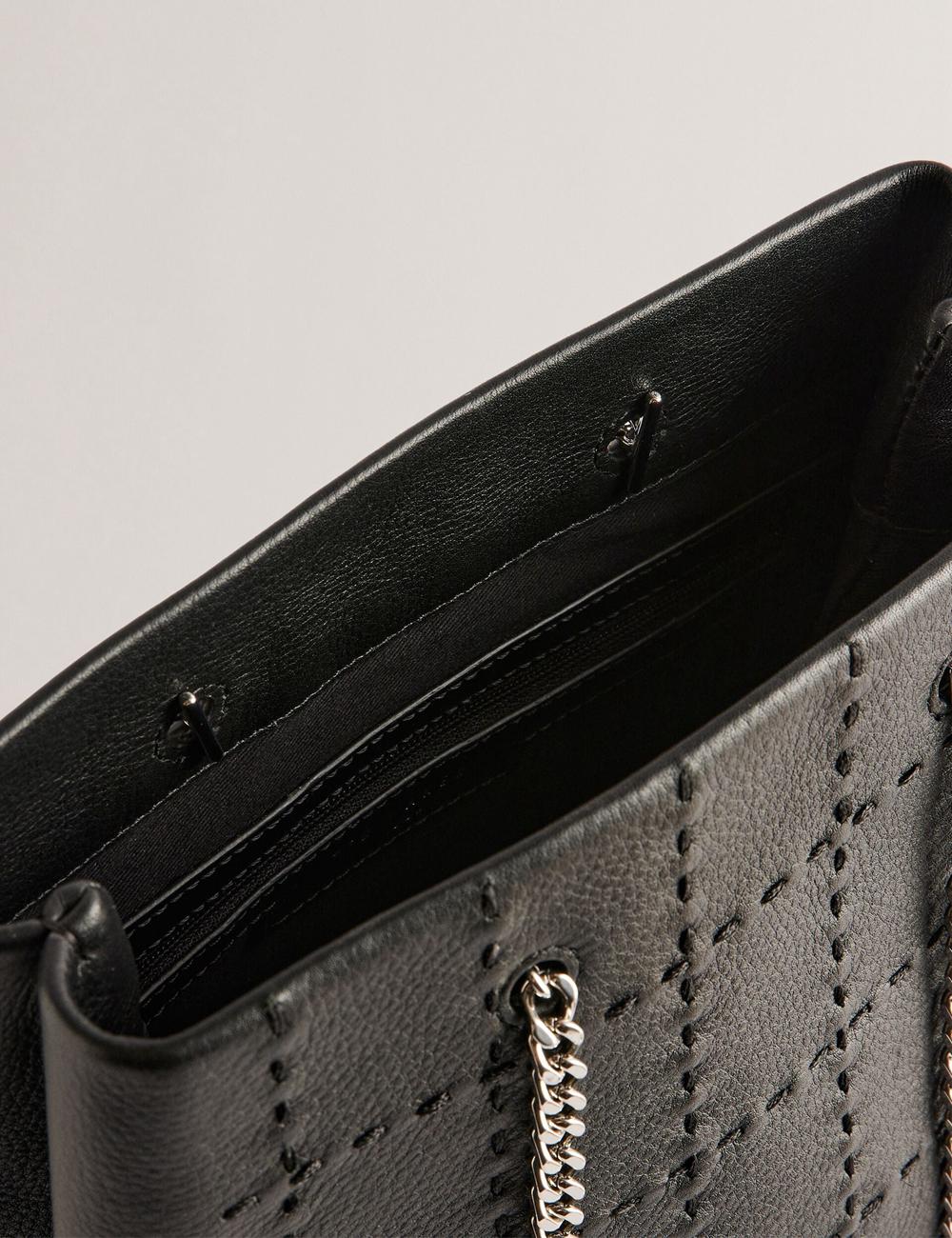 Women Ted Baker STALIA - Stitch Detail Leather Small Tote Bags Black | India  LPNK-54691
