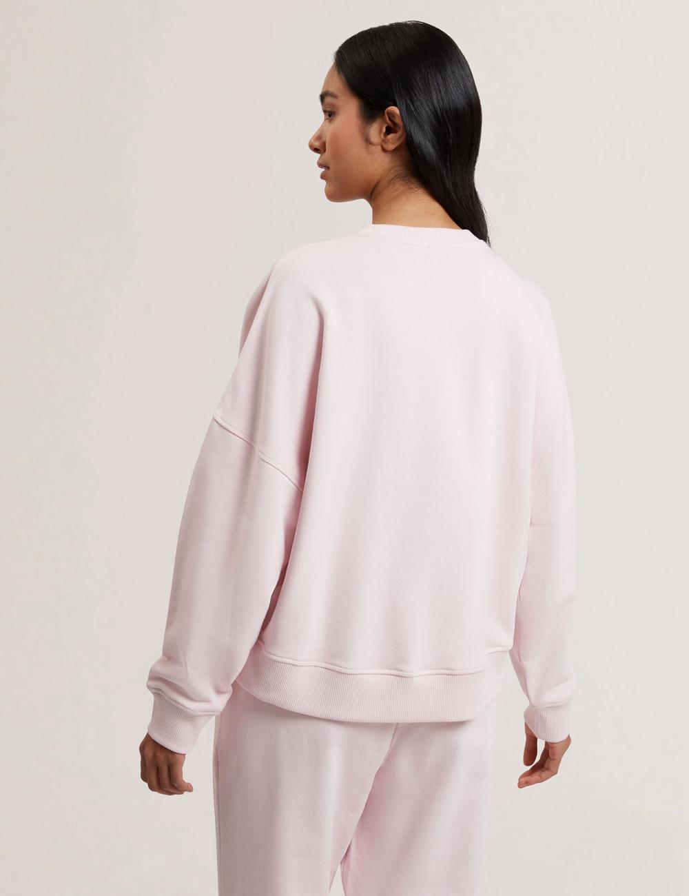 Women Ted Baker STIILA - Embroidered Logo Pure Cotton Sweatshirts Pink | India  XRYV-95037