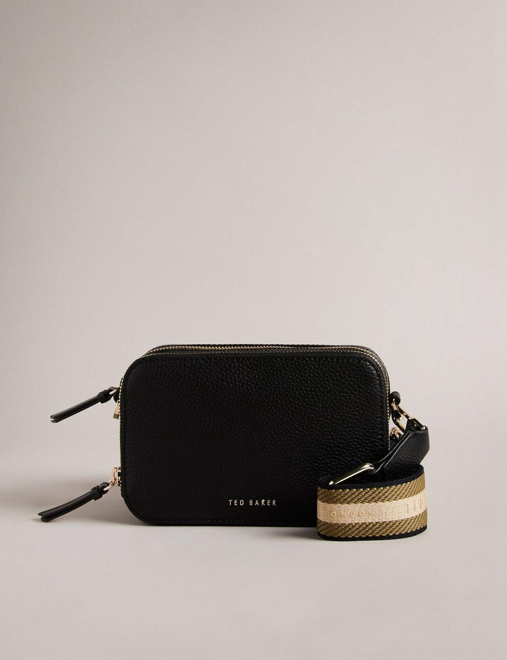 Women Ted Baker STUNNA - Mini Leather Crossbody Camera Camera Bag Black | India  CVRL-73419