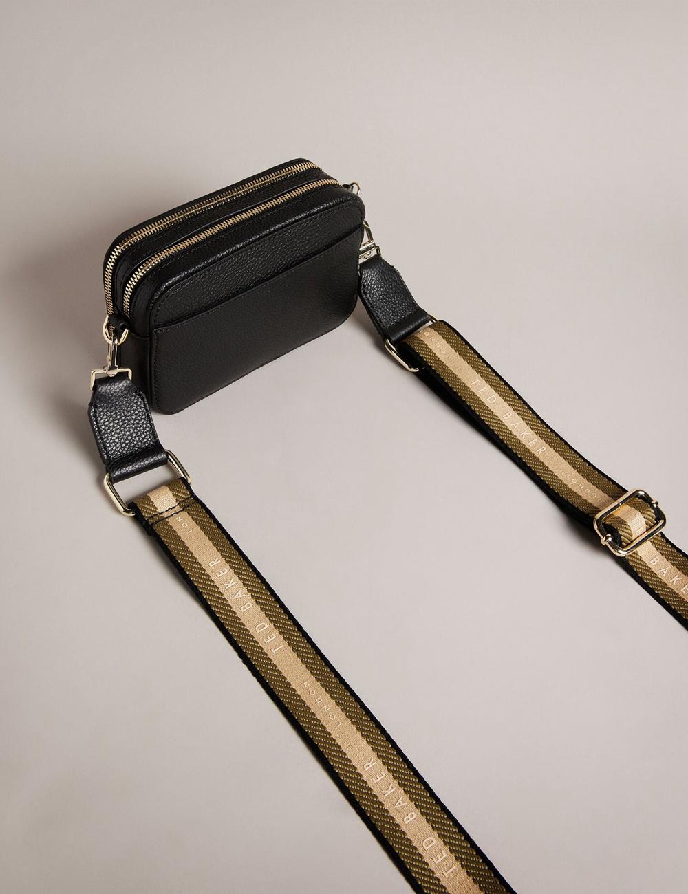 Women Ted Baker STUNNA - Mini Leather Crossbody Camera Camera Bag Black | India  CVRL-73419
