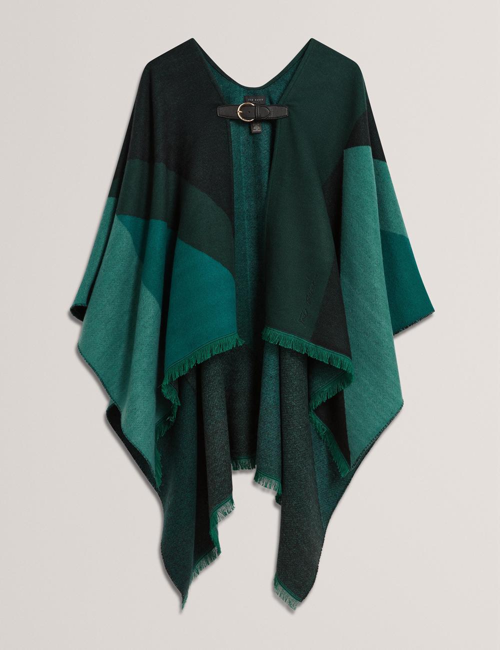 Women Ted Baker SUFFIA - Colour Block Buckled Woven Ponchos Dk-Green | India  PGZL-54219