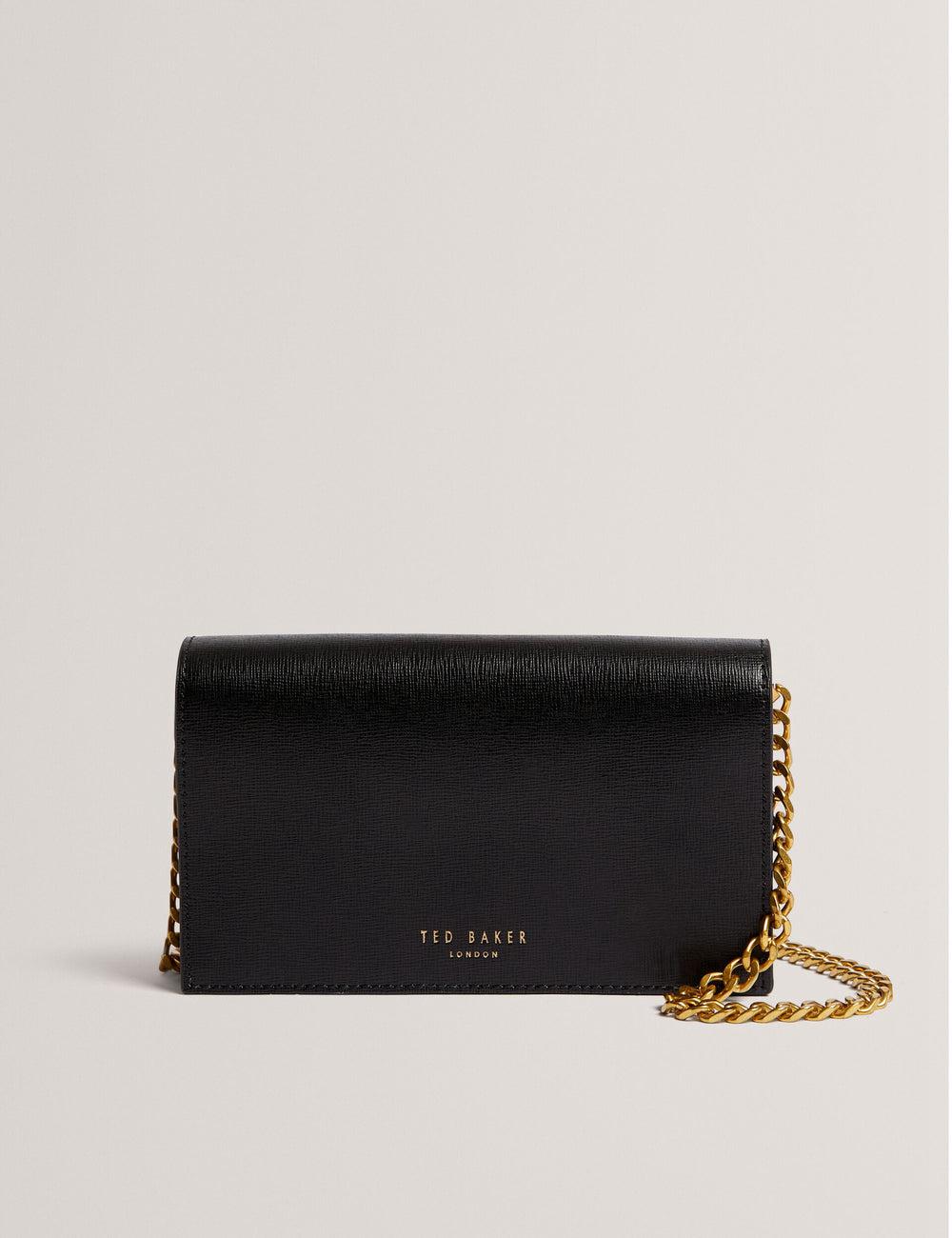 Women Ted Baker TABINA - Leather With Chain Crossbody Strap Purses Black | India  DMHL-56037