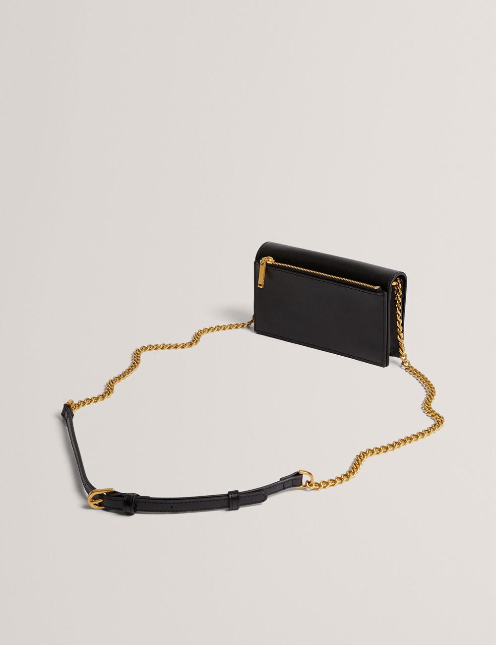 Women Ted Baker TABINA - Leather With Chain Crossbody Strap Purses Black | India  DMHL-56037