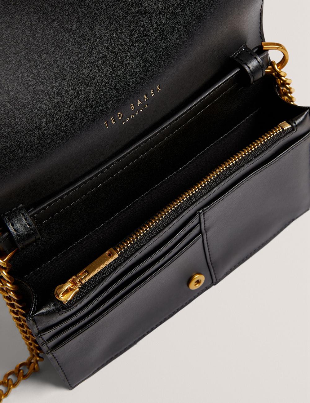 Women Ted Baker TABINA - Leather With Chain Crossbody Strap Purses Black | India  DMHL-56037