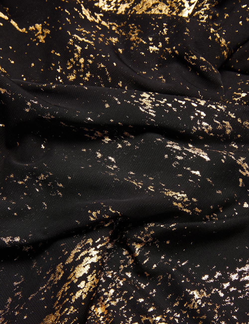 Women Ted Baker TALULAR - Bardot Foil Printed Mesh Tops Black | India  BRIM-06741